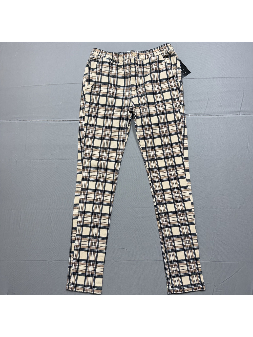 Urban Outfitters Womens Plaid Textured Cotton Pants Size S Beige Brown Indie